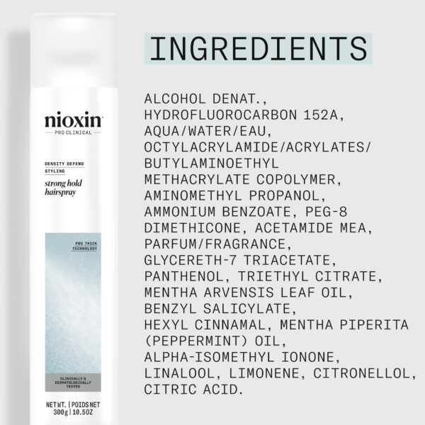 Nioxin pro clinical DENSITY DEFEND STYLING Strong Hold Hairspray - Tugevalt fikseeriv juukselakk 4064666898148