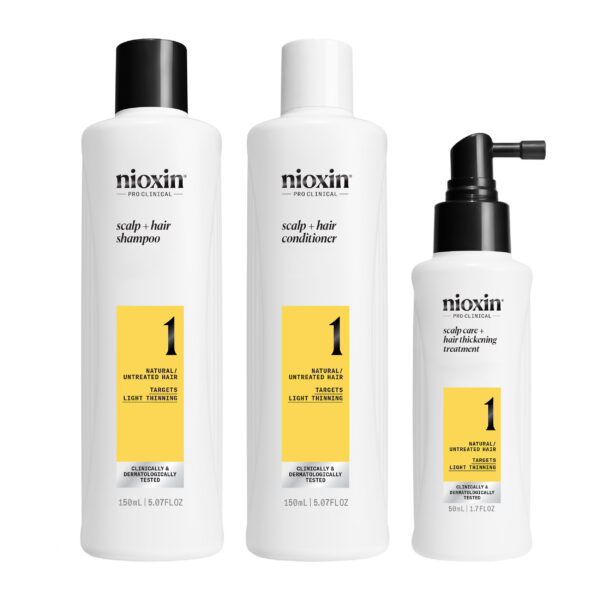 nioxin pro clinical system 1 for natural hair with light thinning 3-osaline peanahka hooldav ja juukseid tihendav hooldussüsteem 4064666844503